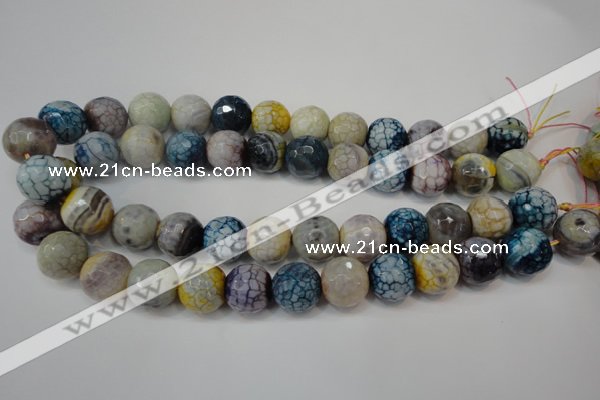 CAG5873 15 inches 16mm faceted round fire crackle agate beads