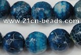 CAG5874 15 inches 16mm faceted round fire crackle agate beads