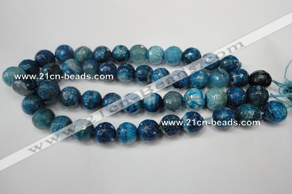 CAG5874 15 inches 16mm faceted round fire crackle agate beads