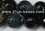 CAG5878 15 inches 18mm faceted round fire crackle agate beads