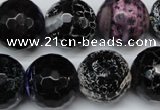 CAG5879 15 inches 18mm faceted round fire crackle agate beads