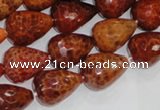 CAG588 15.5 inches 13*18mm faceted teardrop natural fire agate beads