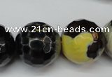 CAG5881 15 inches 20mm faceted round fire crackle agate beads
