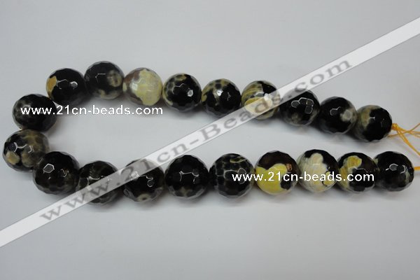 CAG5881 15 inches 20mm faceted round fire crackle agate beads