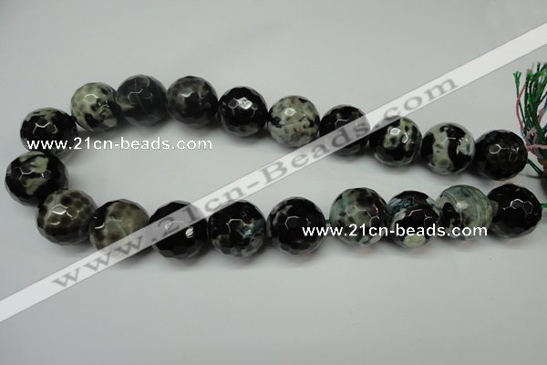 CAG5886 15 inches 20mm faceted round fire crackle agate beads