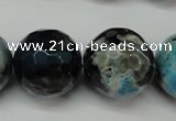 CAG5887 15 inches 20mm faceted round fire crackle agate beads