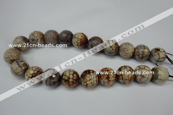 CAG5888 15 inches 20mm faceted round fire crackle agate beads