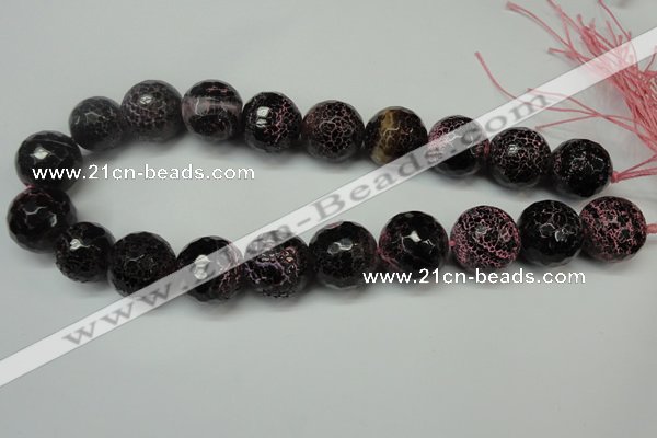 CAG5889 15 inches 20mm faceted round fire crackle agate beads