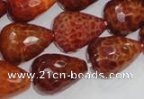 CAG589 15.5 inches 15*20mm faceted teardrop natural fire agate beads