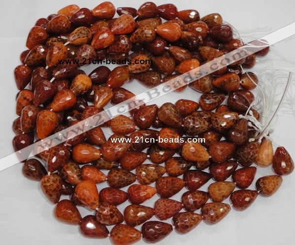 CAG589 15.5 inches 15*20mm faceted teardrop natural fire agate beads