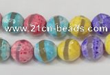 CAG5890 15 inches 10mm faceted round tibetan agate beads wholesale