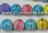 CAG5892 15 inches 12mm faceted round tibetan agate beads wholesale