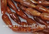 CAG590 15.5 inches 8*16mm faceted teardrop natural fire agate beads