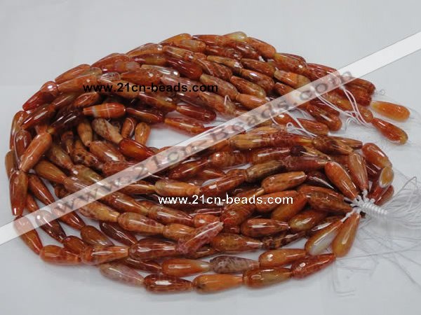 CAG590 15.5 inches 8*16mm faceted teardrop natural fire agate beads