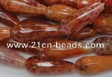 CAG591 15.5 inches 10*25mm faceted teardrop natural fire agate beads