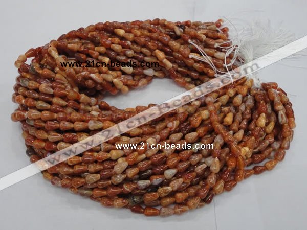 CAG592 15.5 inches 6*10mm teardrop natural fire agate beads