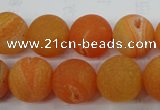 CAG5936 15 inches 14mm round matte druzy agate beads wholesale