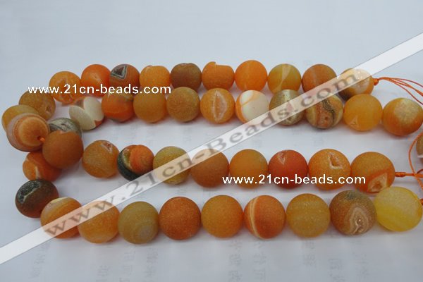 CAG5938 15 inches 18mm round matte druzy agate beads wholesale