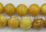 CAG5941 15.5 inches 12mm round yellow crazy lace agate beads