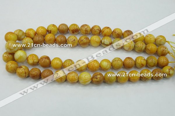 CAG5941 15.5 inches 12mm round yellow crazy lace agate beads