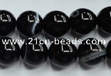 CAG5946 15.5 inches 12mm round black line agate beads wholesale