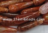 CAG596 15.5 inches 10*30mm teardrop natural fire agate beads