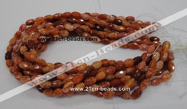 CAG598 15.5 inches 8*12mm faceted rice natural fire agate beads