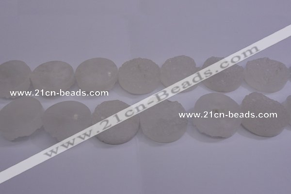 CAG5983 15.5 inches 30mm coin white agate gemstone beads