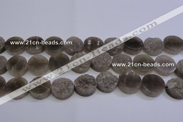 CAG5986 15.5 inches 20mm coin grey agate gemstone beads