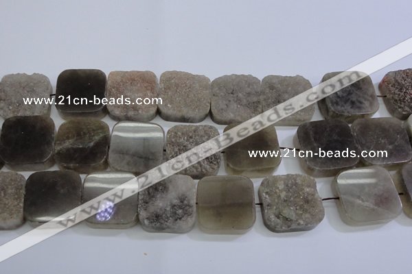 CAG5988 15.5 inches 25*25mm square grey agate gemstone beads