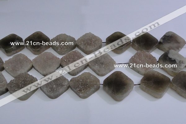 CAG5989 15.5 inches 25*25mm diamond grey agate gemstone beads