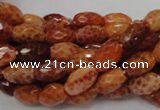 CAG599 15.5 inches 10*14mm faceted rice natural fire agate beads