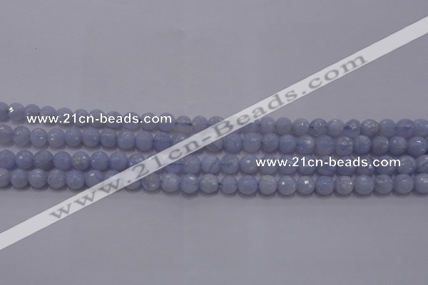 CAG5996 15.5 inches 6mm faceted round blue lace agate beads