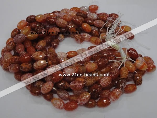 CAG600 15.5 inches 12*16mm faceted rice natural fire agate beads