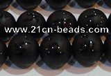 CAG6003 15.5 inches 10mm carved round matte black agate beads