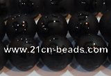 CAG6004 15.5 inches 12mm carved round matte black agate beads