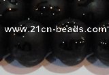 CAG6006 15.5 inches 16mm carved round matte black agate beads