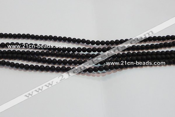 CAG6010 15.5 inches 4mm round matte black agate beads