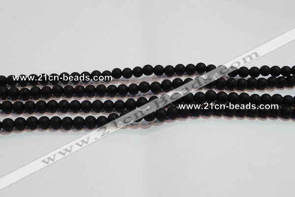 CAG6011 15.5 inches 6mm round matte black agate beads