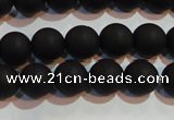 CAG6012 15.5 inches 8mm round matte black agate beads