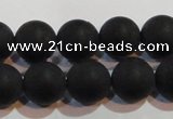 CAG6013 15.5 inches 10mm round matte black agate beads