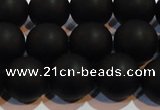 CAG6014 15.5 inches 12mm round matte black agate beads