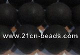 CAG6015 15.5 inches 14mm round matte black agate beads