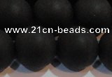 CAG6016 15.5 inches 16mm round matte black agate beads