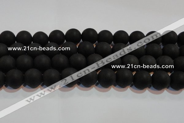 CAG6016 15.5 inches 16mm round matte black agate beads