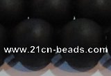 CAG6017 15.5 inches 18mm round matte black agate beads