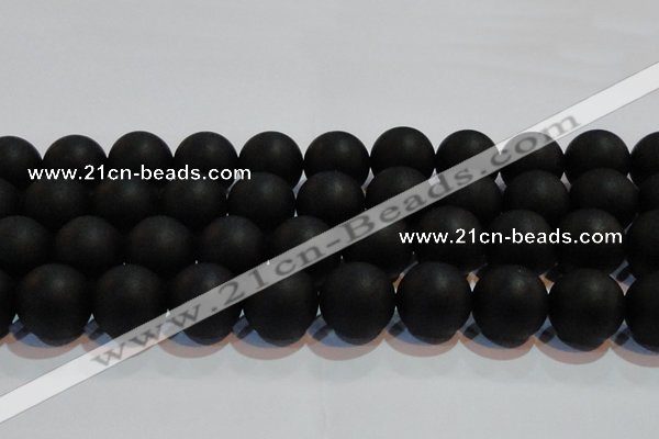 CAG6017 15.5 inches 18mm round matte black agate beads