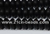 CAG6021 15.5 inches 4*8mm rondelle matte black agate beads