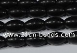 CAG6024 15.5 inches 6*9mm rice matte black agate beads