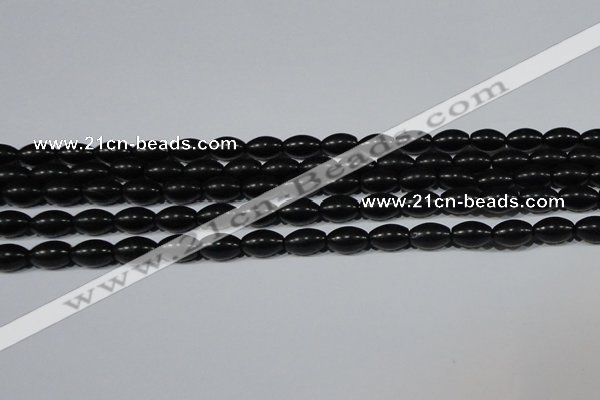 CAG6024 15.5 inches 6*9mm rice matte black agate beads